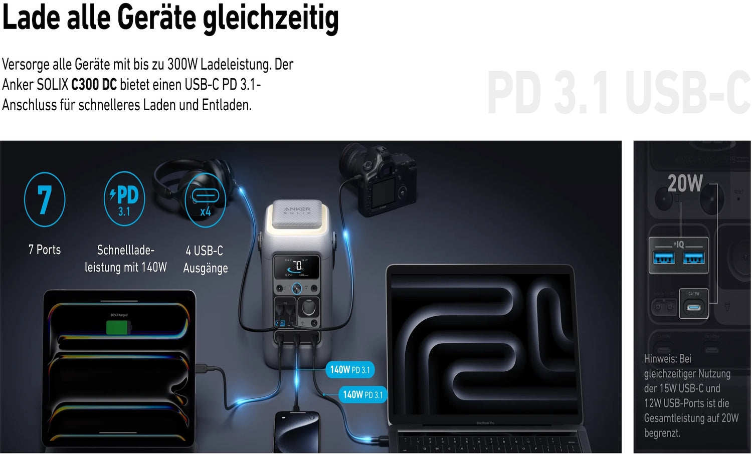 Anker SOLIX C300 DC PowerStation 90000mAh (288Wh) | 300W B-Ware