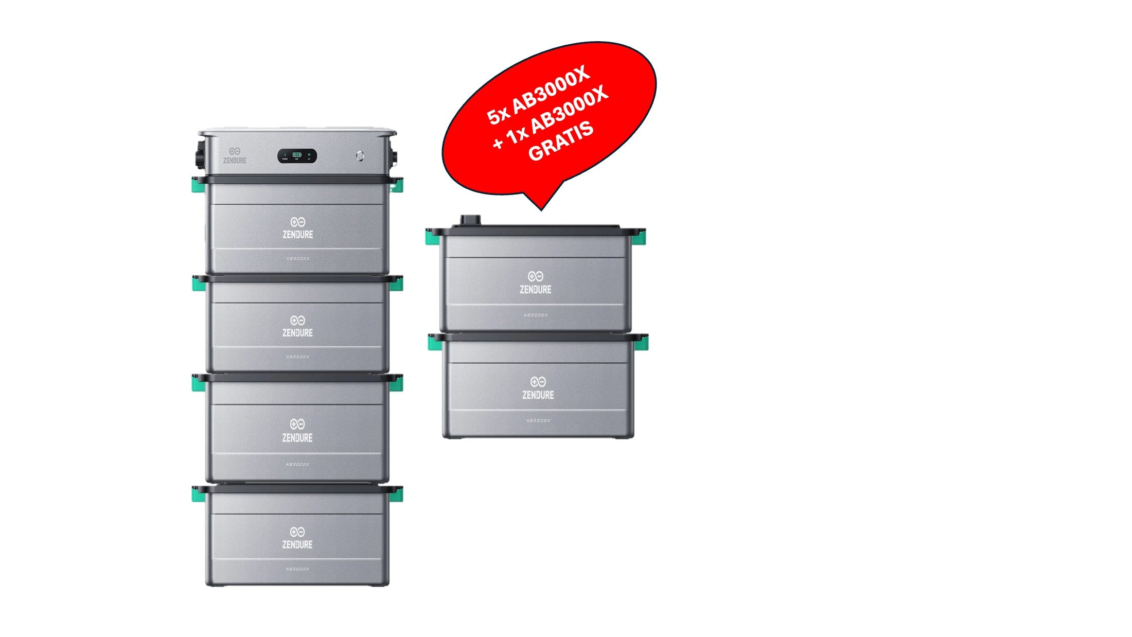 Zendure SolarFlow 2400 AC Wechselrichter mit 1-6 AB3000X Zusatzbatterien