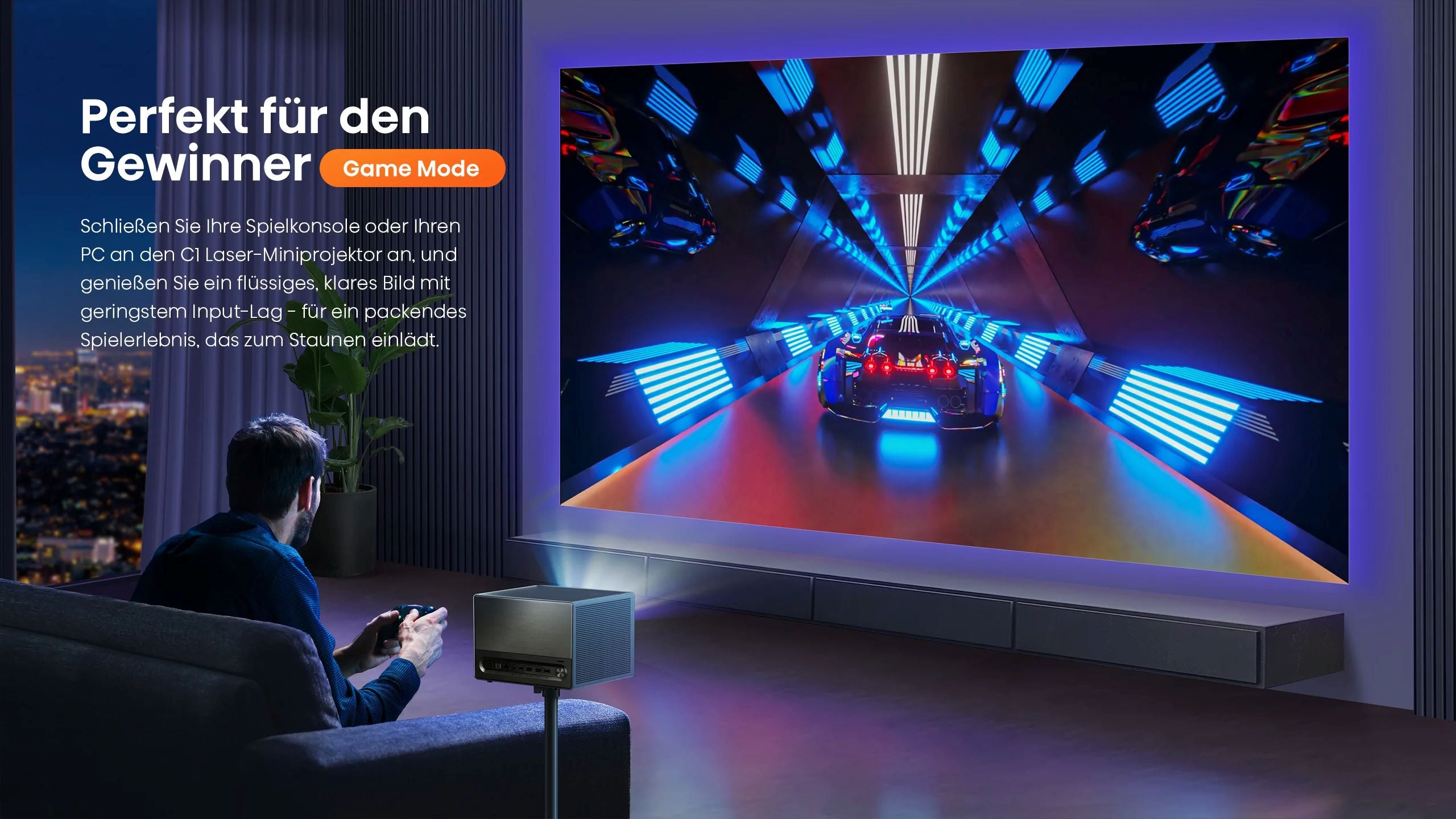 Hisense C1 Laser Projector Bundle (C1 Smart Mini Projector + Ultra Short Throw Screen DLT100-B1 100 Inch)