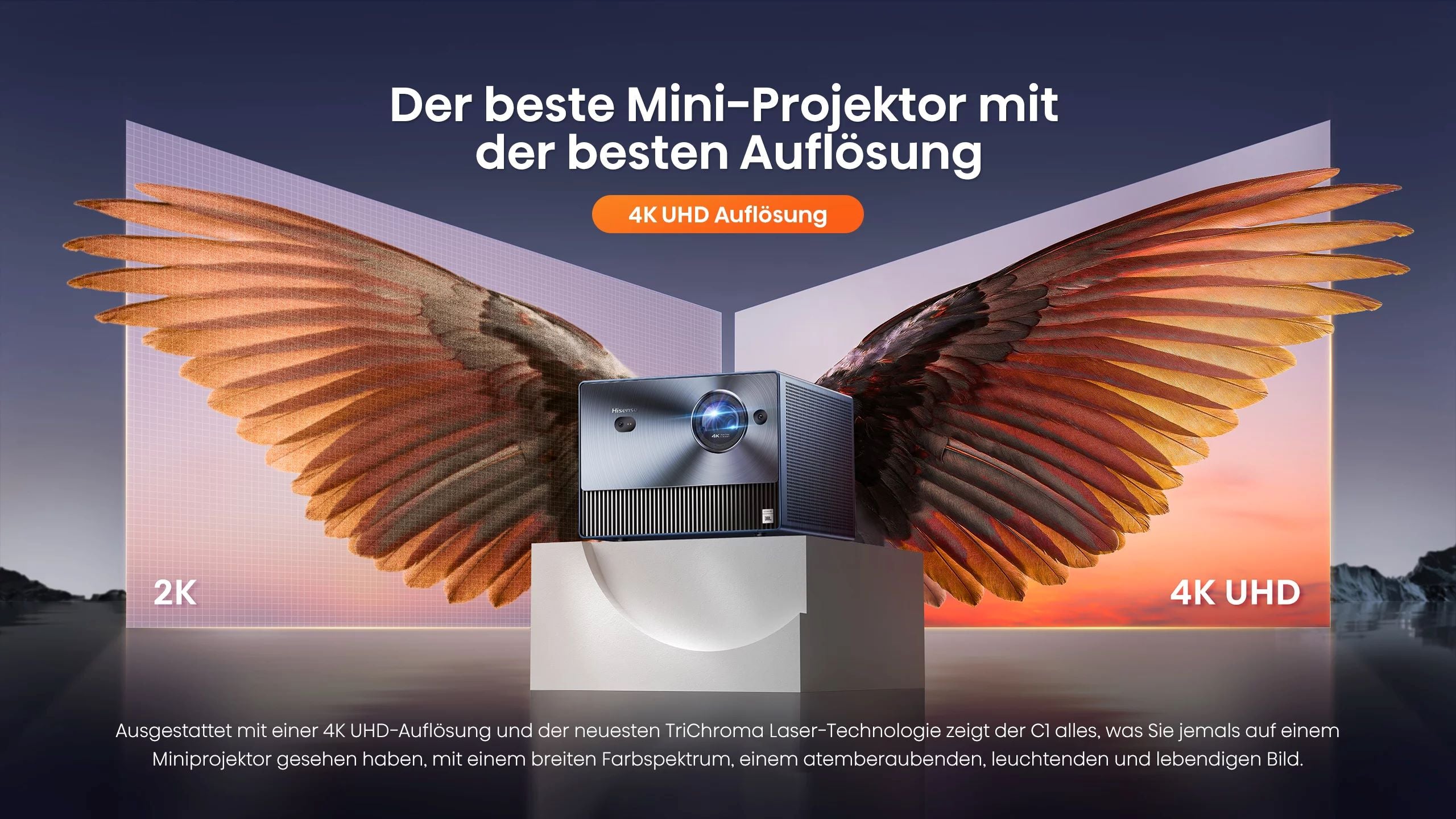 Hisense C1 Laser Projector Bundle (C1 Smart Mini Projector + Ultra Short Throw Screen DLT100-B1 100 Inch)