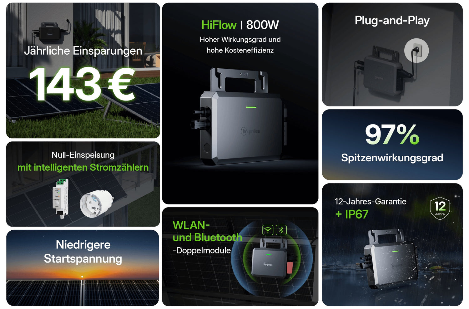 Hoymiles Wechselrichter HiFlow HF-800-WB 1x MPPT WLAN