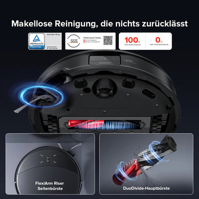Roborock Saros 10R robot vacuum cleaner with dual anti-tangle system and dock black
