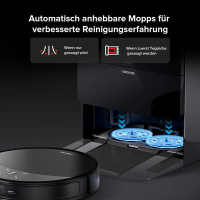 Roborock Saros 10R robot vacuum cleaner with dual anti-tangle system and dock black