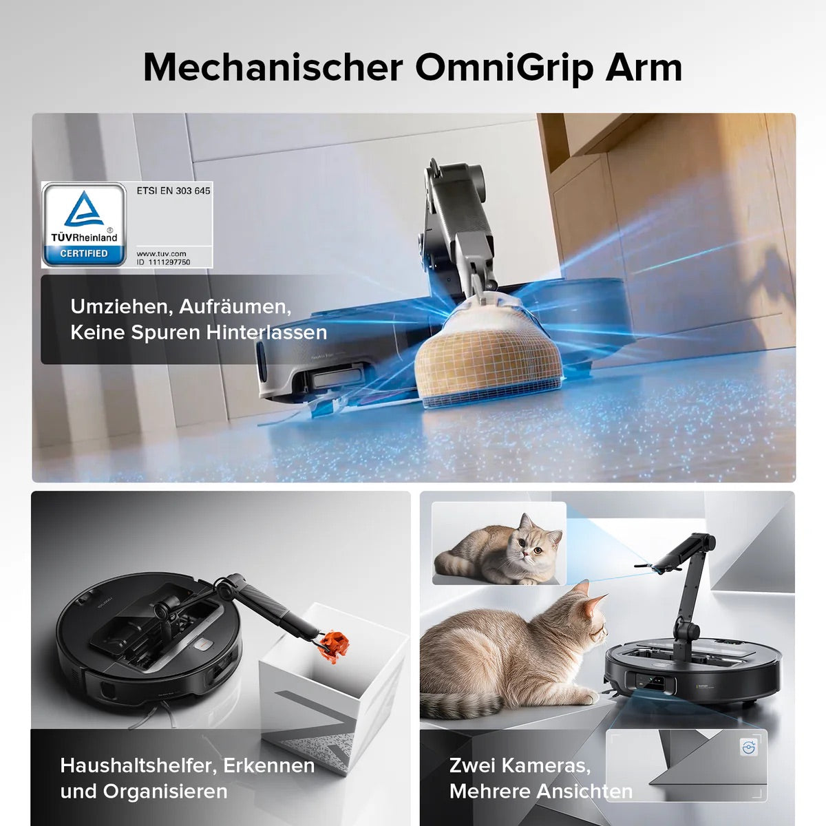 Roborock Saros Z70 Staubsaugerroboter mit mechanischem OmniGrip™ Arm B-Ware