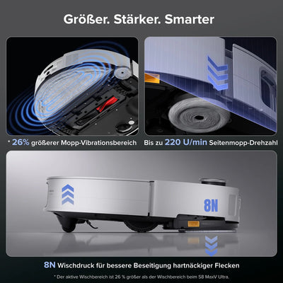 Roborock Saros 10 robot vacuum cleaner with dual anti-tangle system and dock